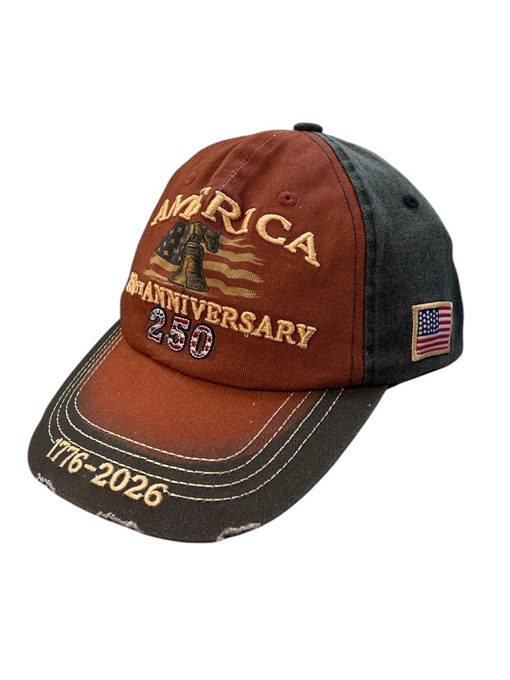American 250th Anniversary Embroidered Baseball Cap - Rust & Charcoal